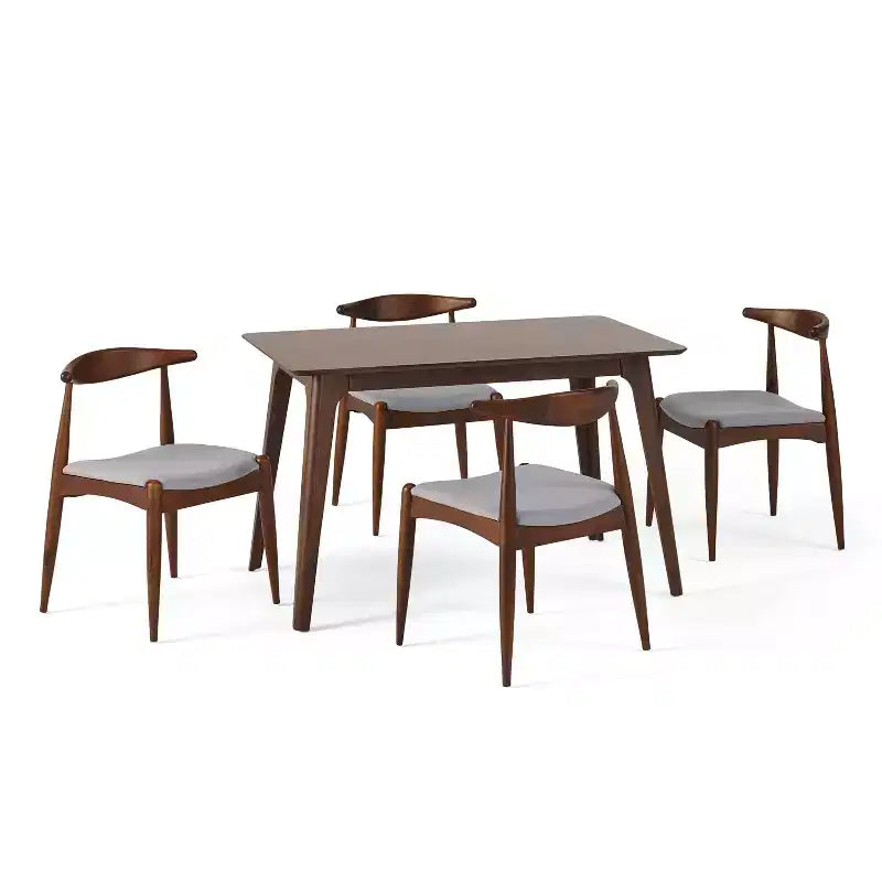 Ensemble de salle à manger 5 pièces en tissu rembourré Christopher Knight Home Francie Mid-Century Modern