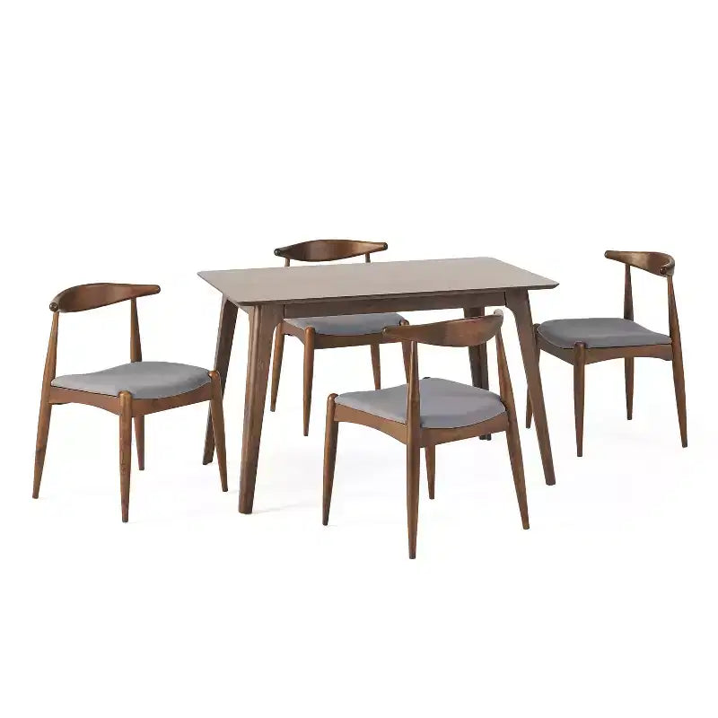 Ensemble de salle à manger 5 pièces en tissu rembourré Christopher Knight Home Francie Mid-Century Modern
