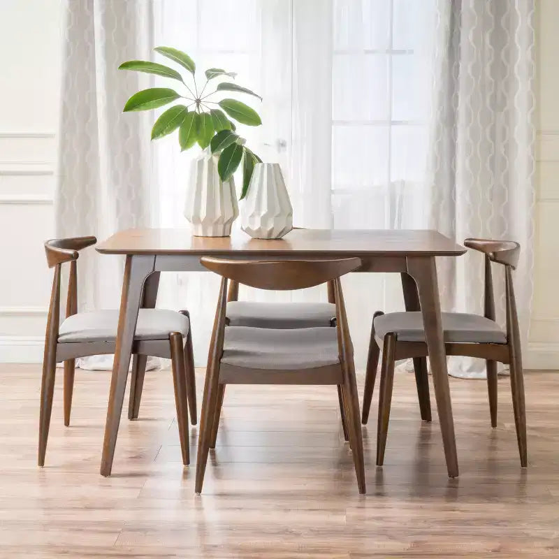 Ensemble de salle à manger 5 pièces en tissu rembourré Christopher Knight Home Francie Mid-Century Modern