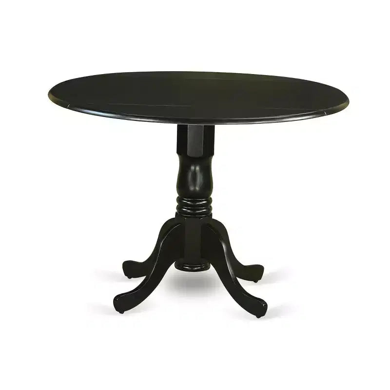 HomeStock Belmont – Ensemble de 3 pièces pour cuisine – 2 chaises mi-siècle avec assise en bois et dossier à lattes – Table de petit-déjeuner avec rallonges – Fini noir