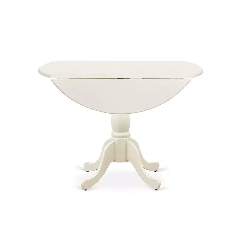 Ensemble De Salle À Manger 3 Pièces Belmont HomeStock, 1 Table À Abattants En Bois et 2 Chaises De Salle À Manger En Tissu Lin Beige Clair Avec Haut Dossier - Fini Blanc Lin