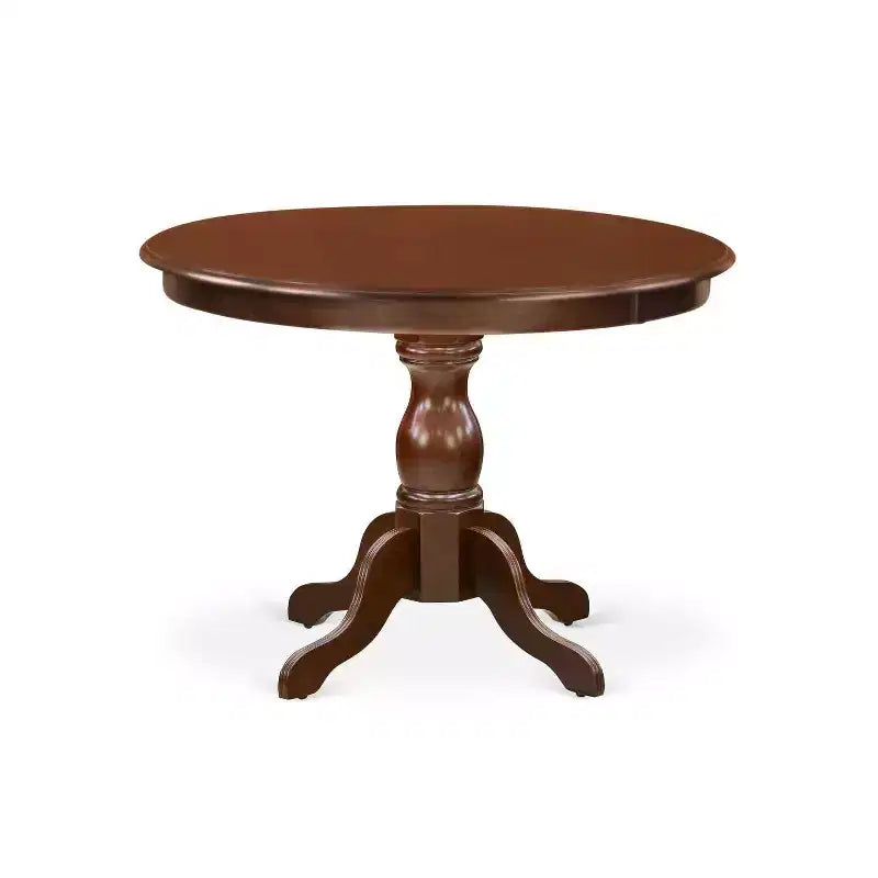 Ensemble de salle à manger 3 pièces en acajou massif – Dessus de table rond touffeté – 4 places