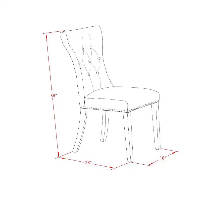 Ensemble de salle à manger 3 pièces en acajou massif – Dessus de table rond touffeté – 4 places