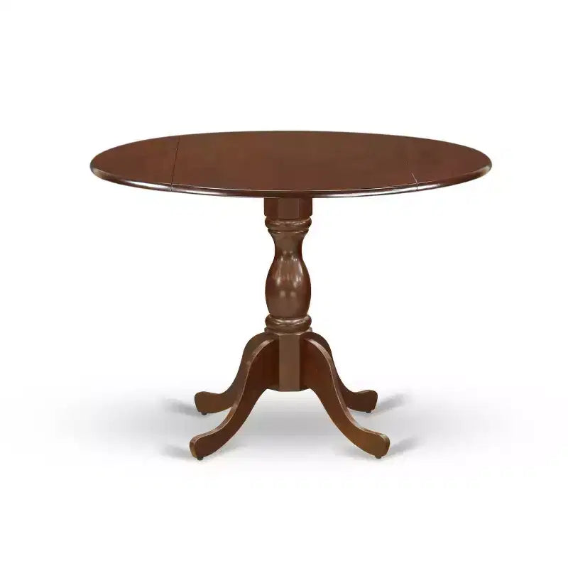 HomeStock Ensemble de 5 pièces : Table à manger en bois massif finition acajou avec 4 chaises à dossier ajouré et plateau rabattable