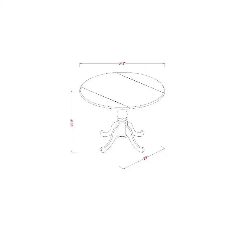 HomeStock Ensemble de 5 pièces : Table à manger en bois massif finition acajou avec 4 chaises à dossier ajouré et plateau rabattable