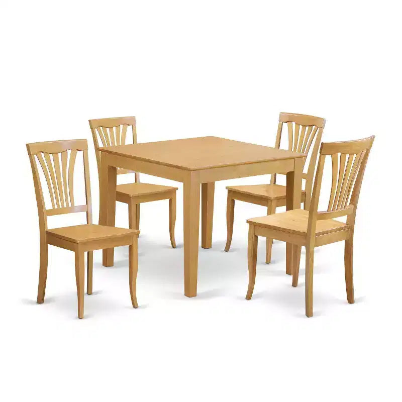 Kitchen Table and Chair Set - Art Deco Style, Square Hardwood Dining Set, 36 Inch Table