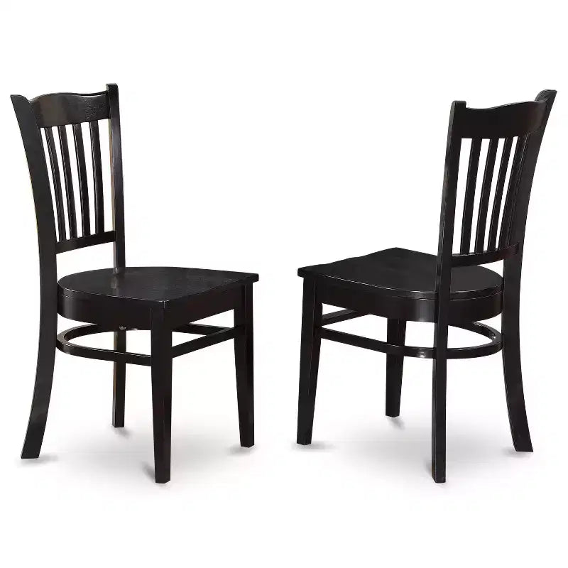 Table de salle à manger HomeStock 7 pièces rectangulaire au fini noir avec plateau en bois massif et 6 chaises