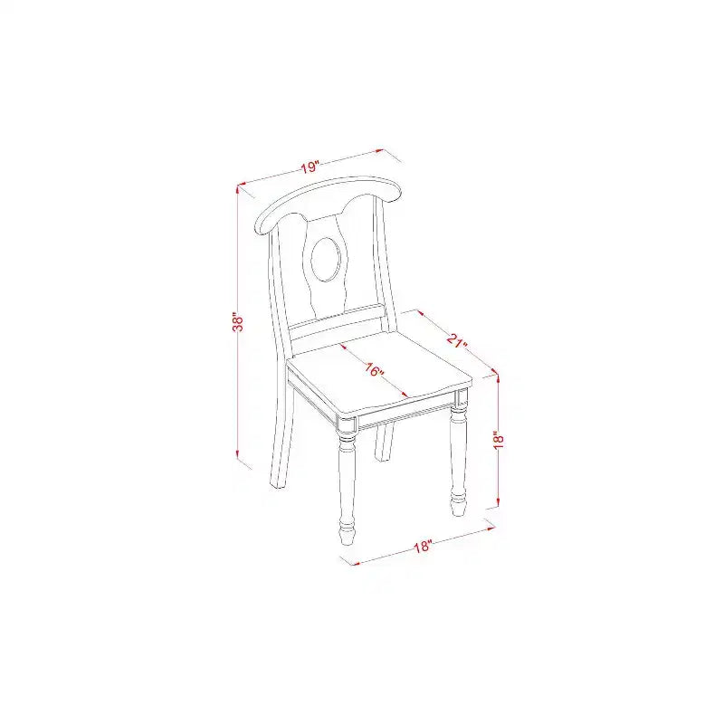 Ensemble table et chaises 5 pièces Dinette - Rond - Finition Merisier Crème - Petit Ensemble Table de Cuisine