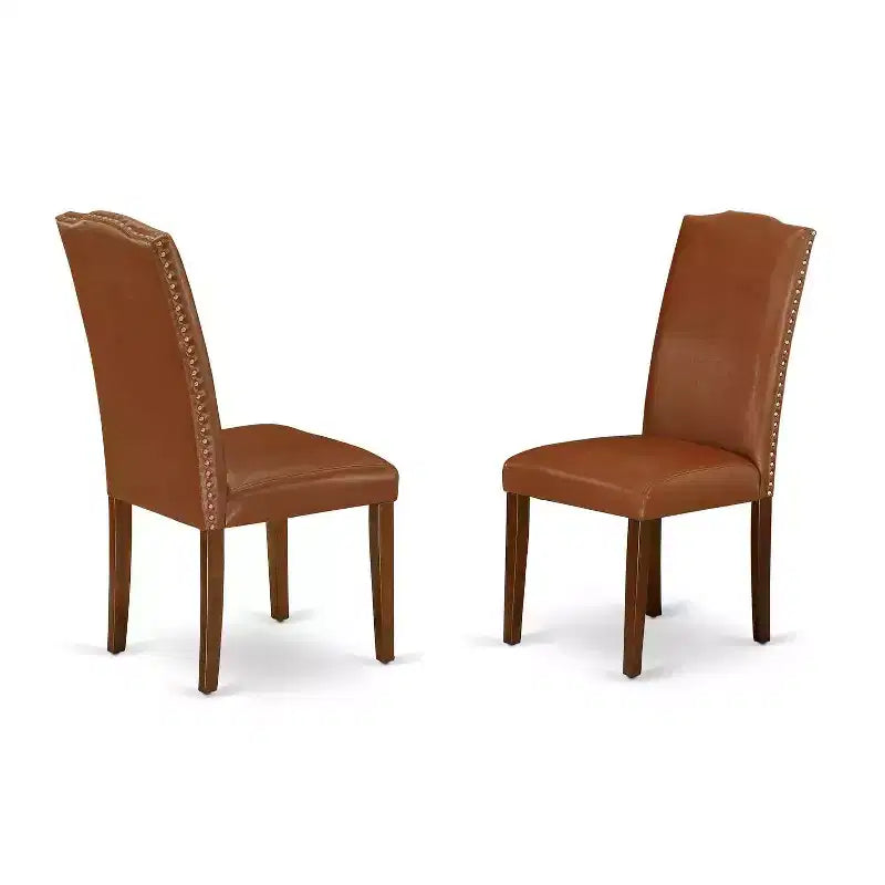 Ensemble de salle à manger 5 pièces, table rectangulaire avec rallonge et 4 chaises Parsons - Similicuir marron