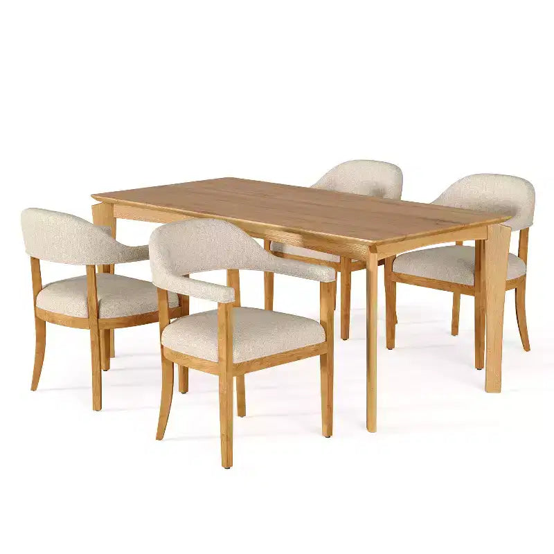 Christopher Knight Home Harrison, ensemble de salle à manger 5 pièces en bois, style moderne milieu de siècle, avec 4 fauteuils rembourrés