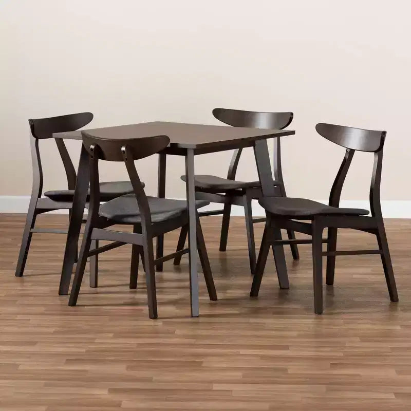 Ensemble de salle à manger 5 pièces en bois et tissu Britte - Baxton Studio