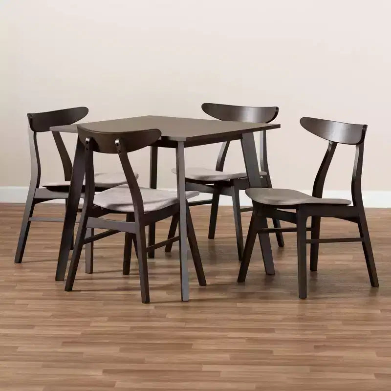Ensemble de salle à manger 5 pièces en bois et tissu Britte - Baxton Studio