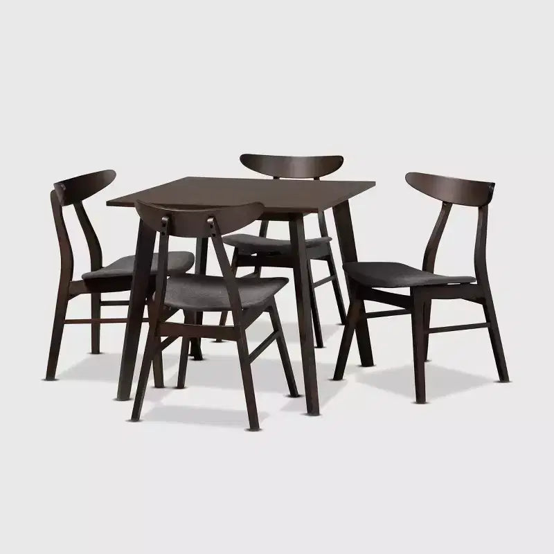 Ensemble de salle à manger 5 pièces en bois et tissu Britte - Baxton Studio