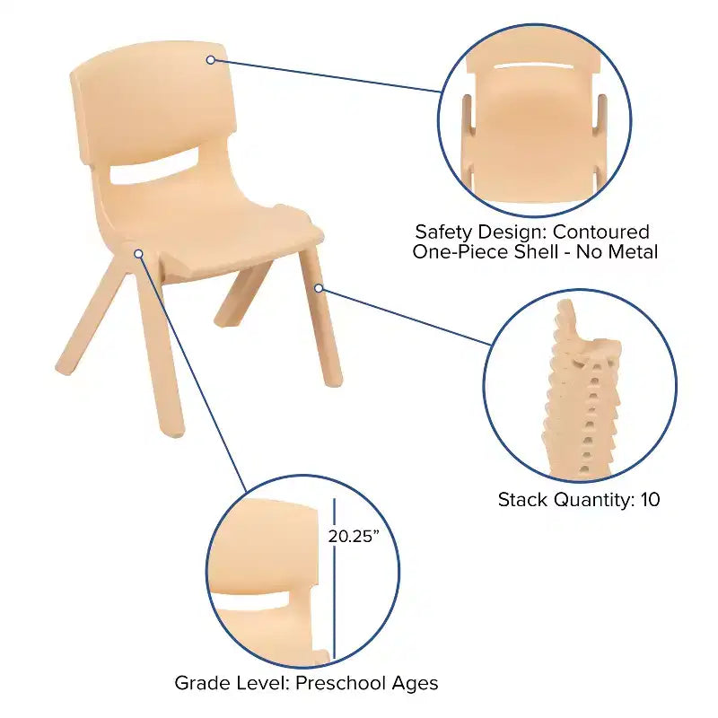 Flash Furniture Ensemble table d'activités demi-lune en plastique réglable en hauteur 35W x 65L avec 4 chaises