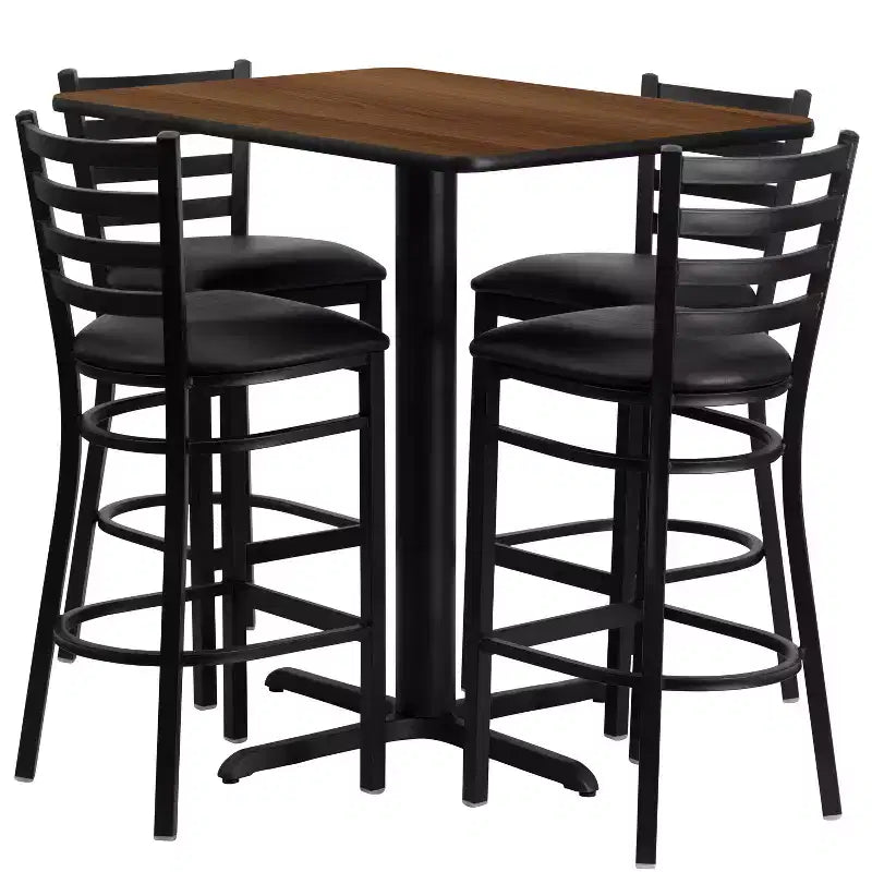 Ensemble table stratifiée rectangulaire Emma et Oliver 24L x 42P et 4 tabourets à dossier échelle