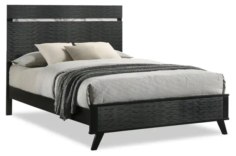 Atlas Panel Bed with Headboard & Frame, Mid-Century Modern