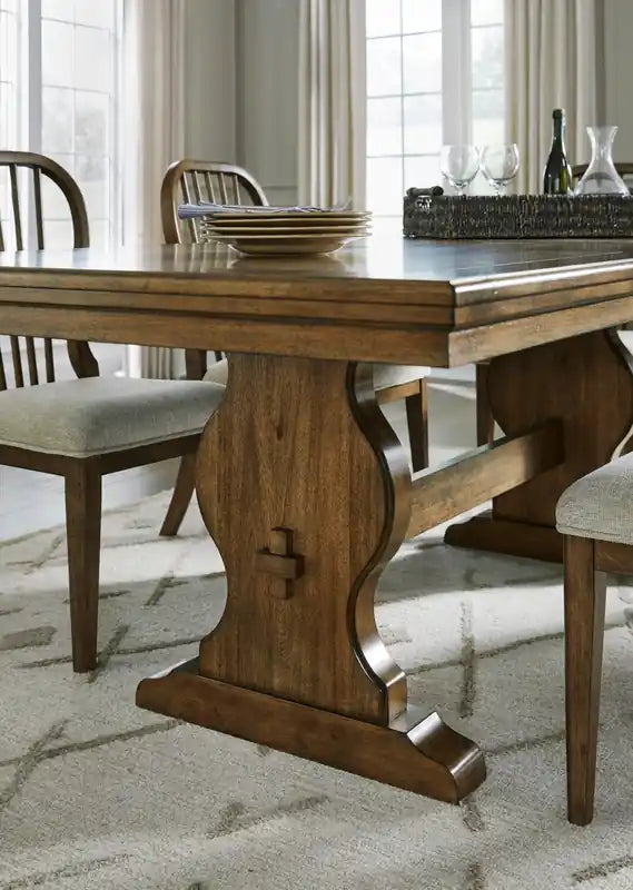 Table de salle à manger avec rallonge de 68 à 86 po de largeur, piètement tréteau