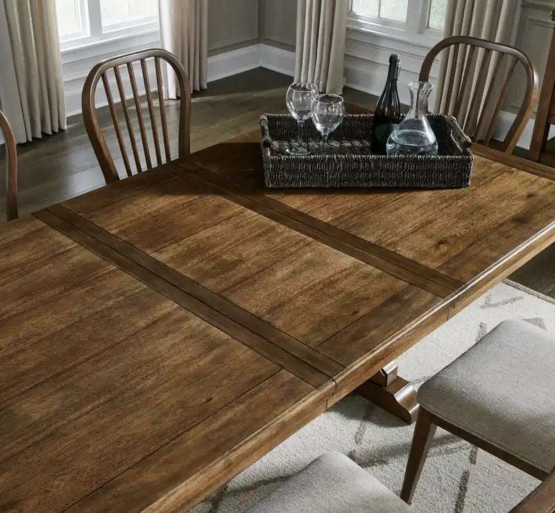Table de salle à manger avec rallonge de 68 à 86 po de largeur, piètement tréteau
