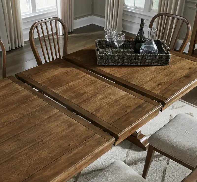 Table de salle à manger avec rallonge de 68 à 86 po de largeur, piètement tréteau