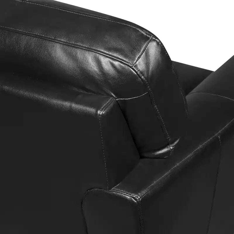 Causeuse en cuir véritable de 63 po avec capitonnage à boutons