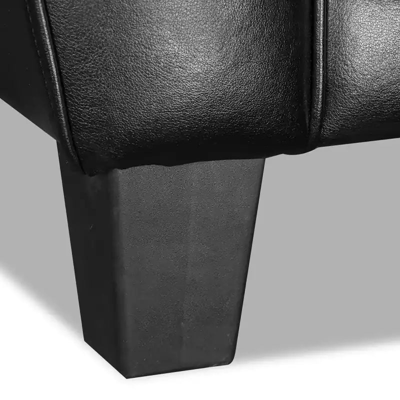 Causeuse en cuir véritable de 63 po avec capitonnage à boutons