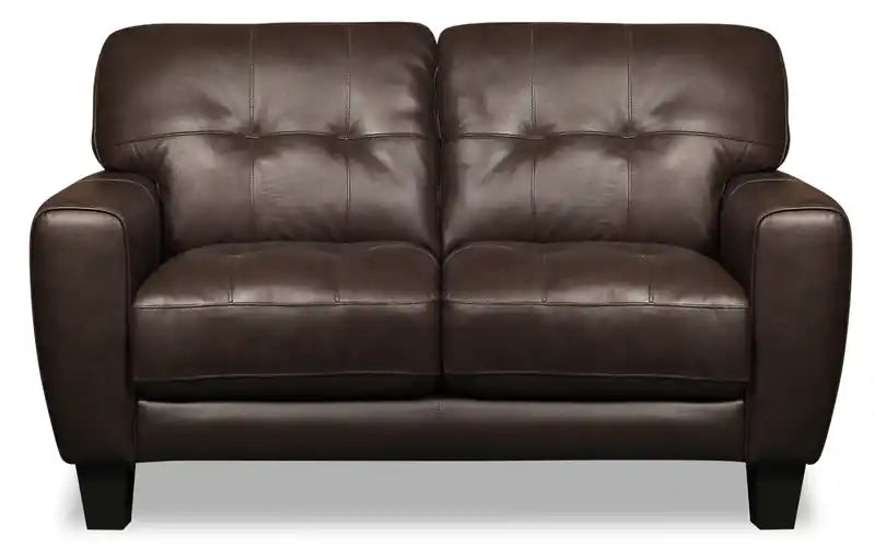 Curt 63 Genuine Leather Loveseat with Button Tufting