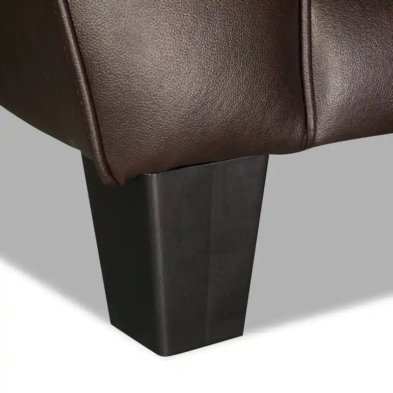 Causeuse en cuir véritable de 63 po avec capitonnage à boutons