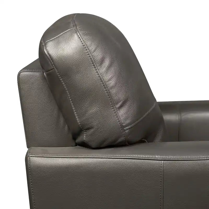 Causeuse en cuir véritable de 63 po avec capitonnage à boutons