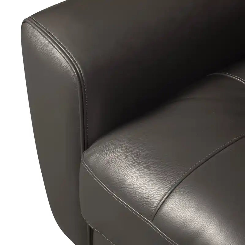 Causeuse en cuir véritable de 63 po avec capitonnage à boutons