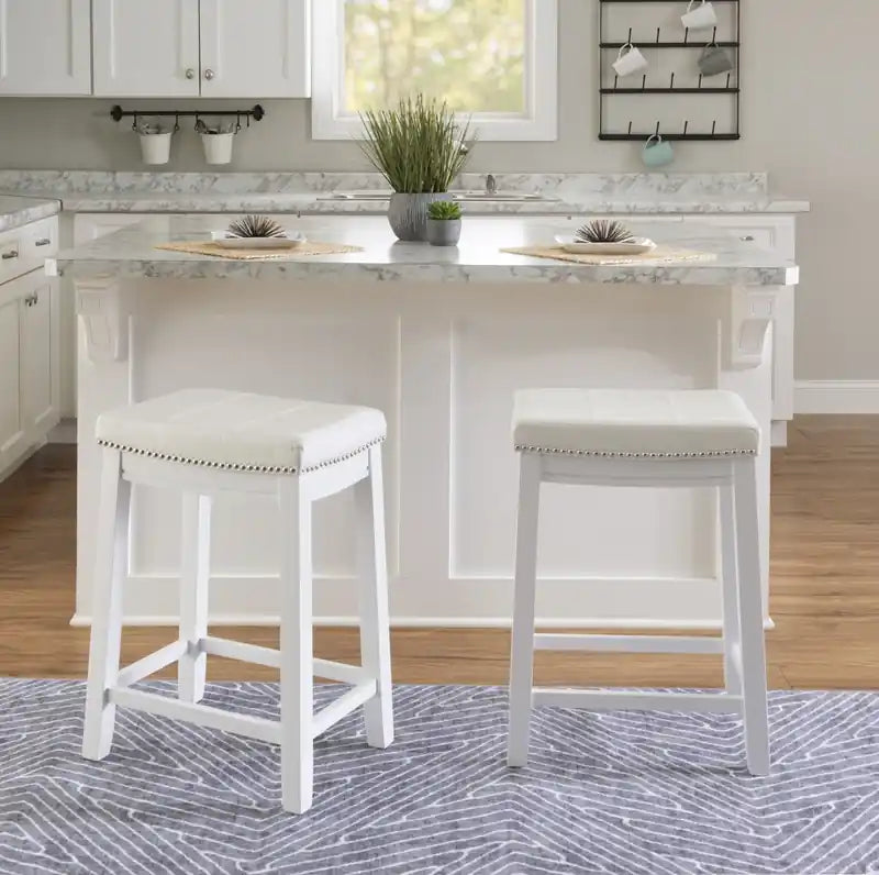 Tabouret de comptoir sans dossier en tissu