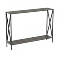 40 Console Table With 1 Shelf - Dark Grey Wood Black Metal Base