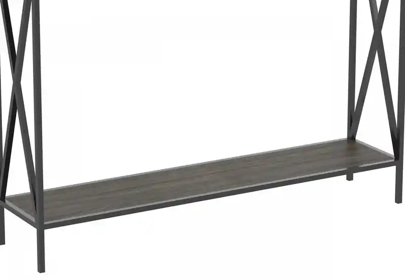 Console 40 avec 1 étagère - Bois gris foncé Base en métal noir
