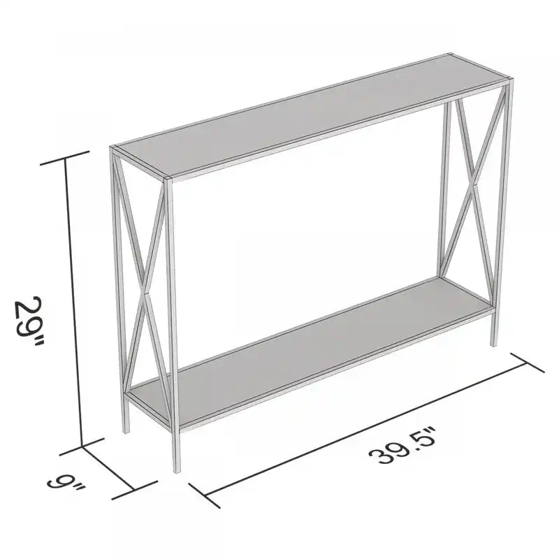 Console 40 avec 1 étagère - Bois gris foncé Base en métal noir