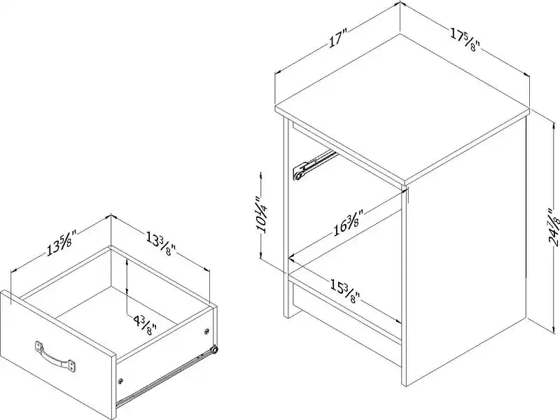 Table de chevet à 1 tiroir avec espace de rangement ouvert - Chêne vieilli