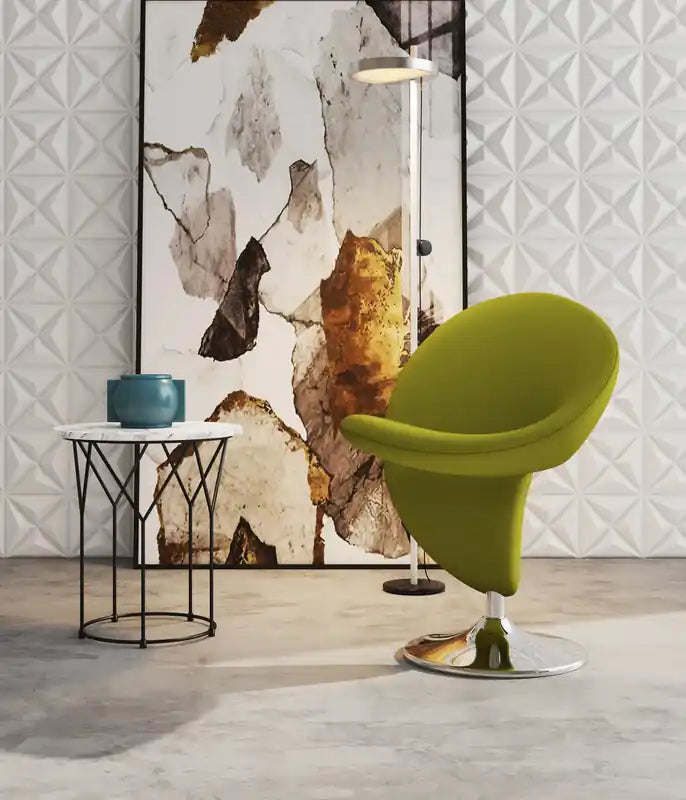 Fauteuil pivotant en mélange de laine chromé poli Curl