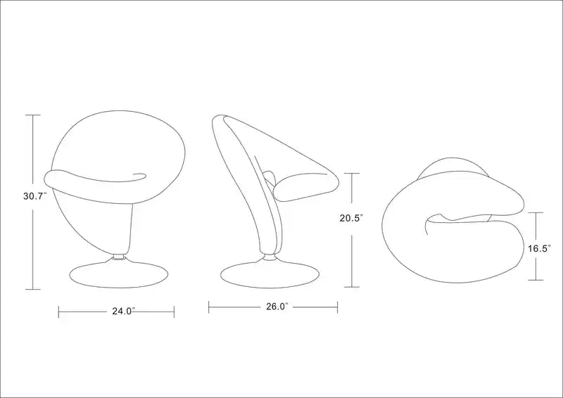 Fauteuil pivotant en mélange de laine chromé poli Curl