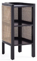 Manhattan Comfort Versailles End Table - Black & Natural Cane