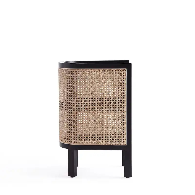 Table d'appoint - Noir et cannage naturel