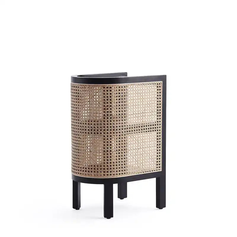 Table d'appoint - Noir et cannage naturel