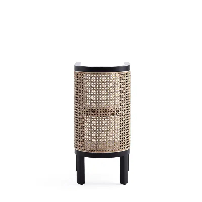 Table d'appoint - Noir et cannage naturel