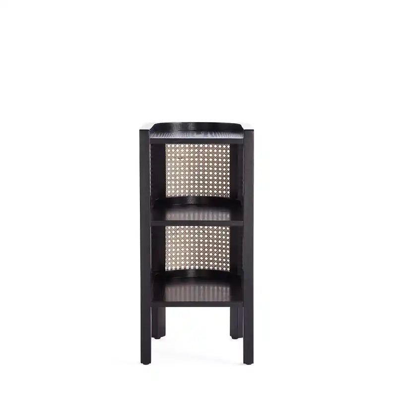 Table d'appoint - Noir et cannage naturel