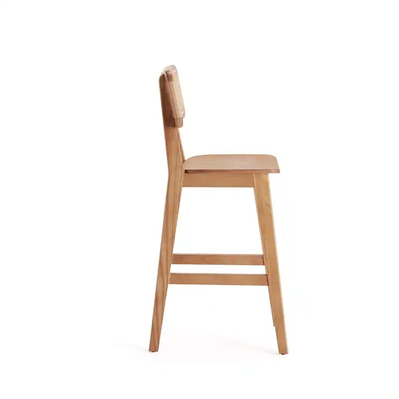 Tabouret de bar hauteur comptoir – Noir et cannage naturel
