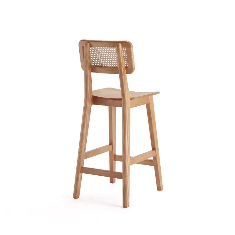 Tabouret de bar hauteur comptoir – Noir et cannage naturel