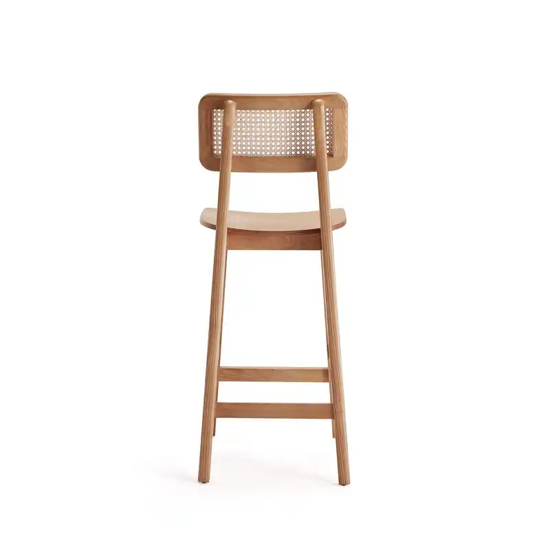 Tabouret de bar hauteur comptoir – Noir et cannage naturel