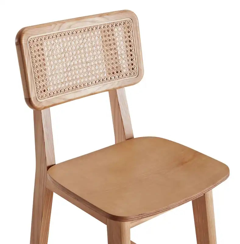 Tabouret de bar hauteur comptoir – Noir et cannage naturel