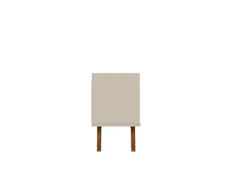 Meuble TV moderne du milieu du siècle de 160 cm avec pieds en bois massif - Greige et naturel