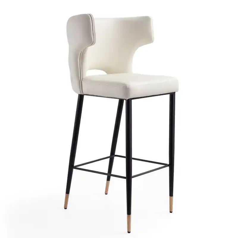 Manhattan Comfort Holguin 41.34 Wooden Barstool - Cream, Black & Gold