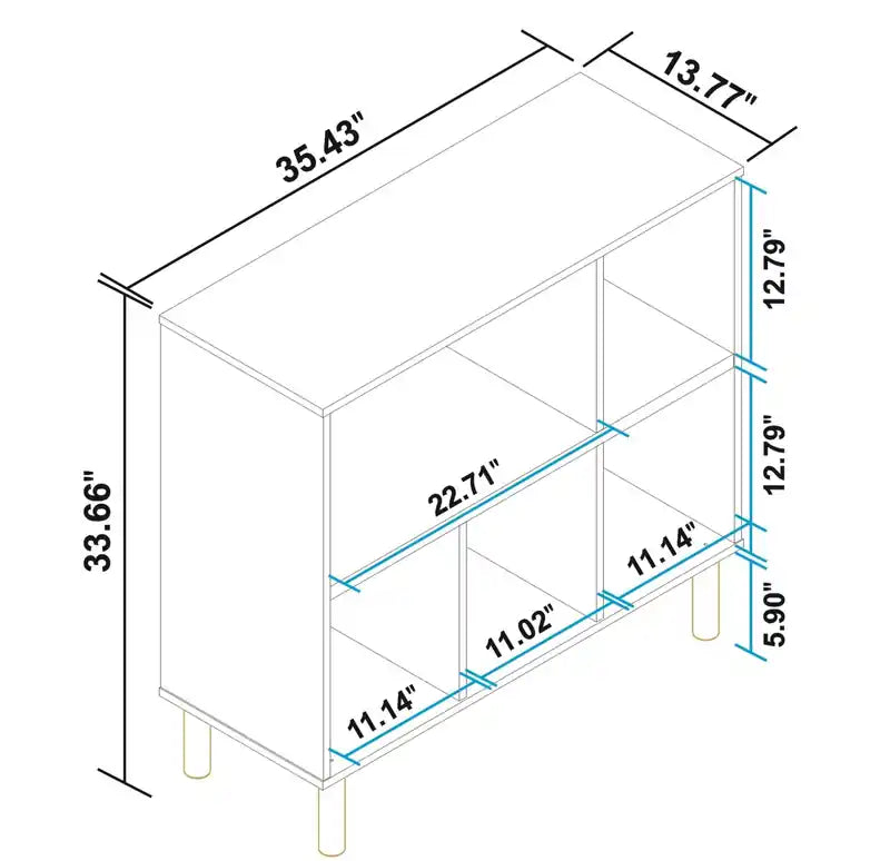33.66 Bibliothèque basse à 5 étagères - Blanc et Zèbre