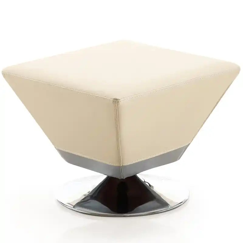 Manhattan Comfort Diamond Polished Chrome Swivel Ottoman