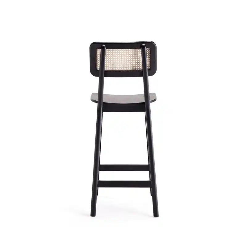 Tabouret de bar hauteur comptoir – Noir et cannage naturel